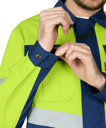 Костюм мужской "Вираж Индастриал" тёмно-синий/лимонный (куртка и брюки) фото 11