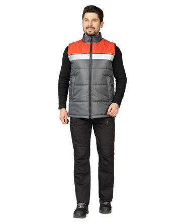 Жилет утеплённый Свирь тёмно-серый/красный фото 2