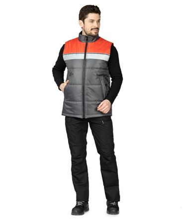 Жилет утеплённый Свирь тёмно-серый/красный фото 4